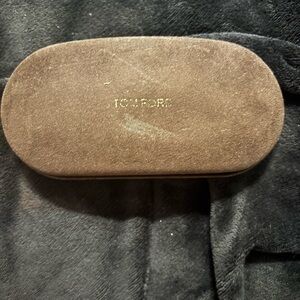 Tom Ford Brown Suede Eyewear Case with Gold Logo
